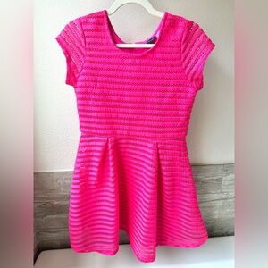 The Children’s Place Girls Neon Pink Short Sleeve Lace Cut Out Party Dress XXL